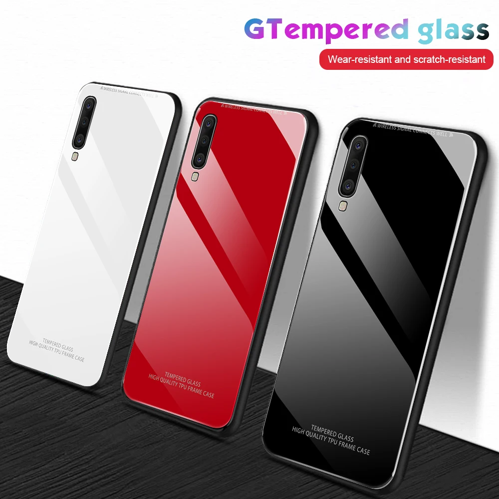 Чехол для телефона из закаленного стекла для Samsung Galaxy A50S A50 S A 50 S 50 S простой чехол края из ТПУ стеклянная задняя крышка оболочка A50S A30S Coque