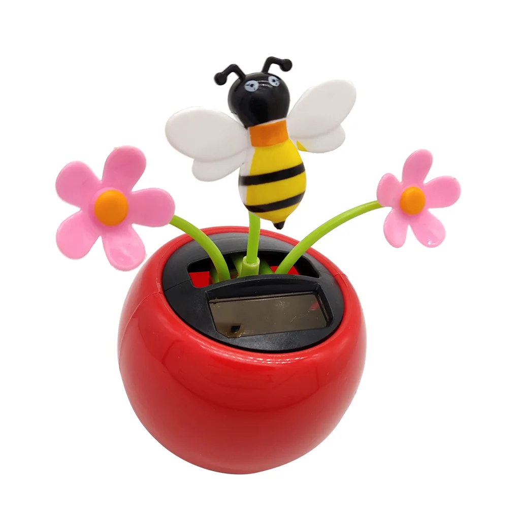 Cute Flower Honeybee Solar Powered Dancing Doll Home Car Ornament