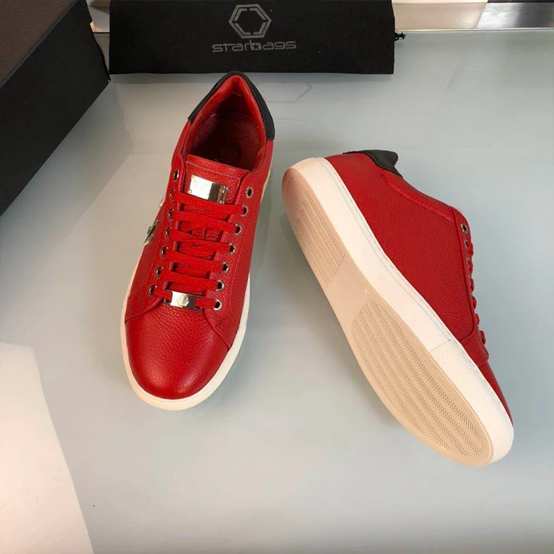 Starbags PP sports shoes Italian original skull hardware logo genuine leather flat sole men's shoes inner suede counter quality