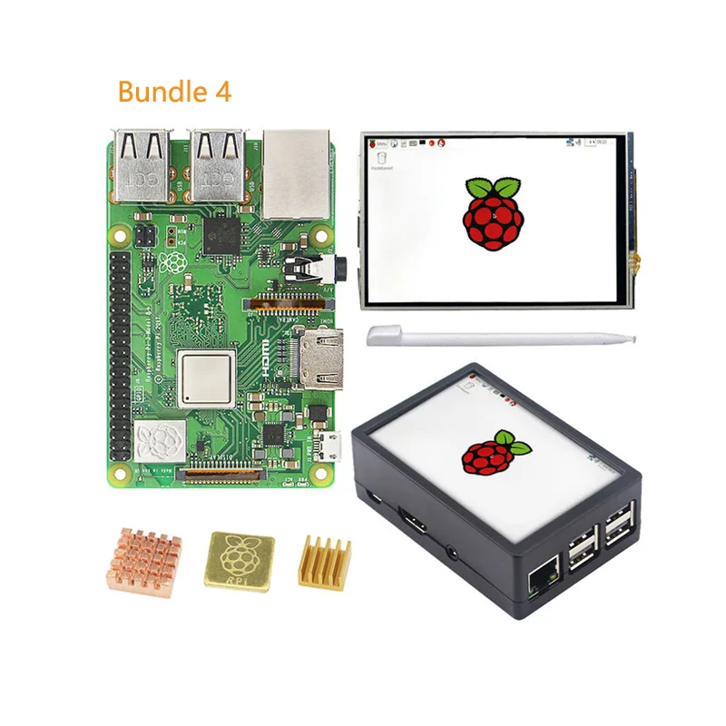 Bundle4 S ROBOT Raspberry Pi 3 Model B+ 3,5 дюймовый сенсорный ЖК-дисплей+ 32 ГБ sd-карта+ 3A адаптер питания+ радиаторы для RPI 3B+ Plus RPI53 - Цвет: Bundle4