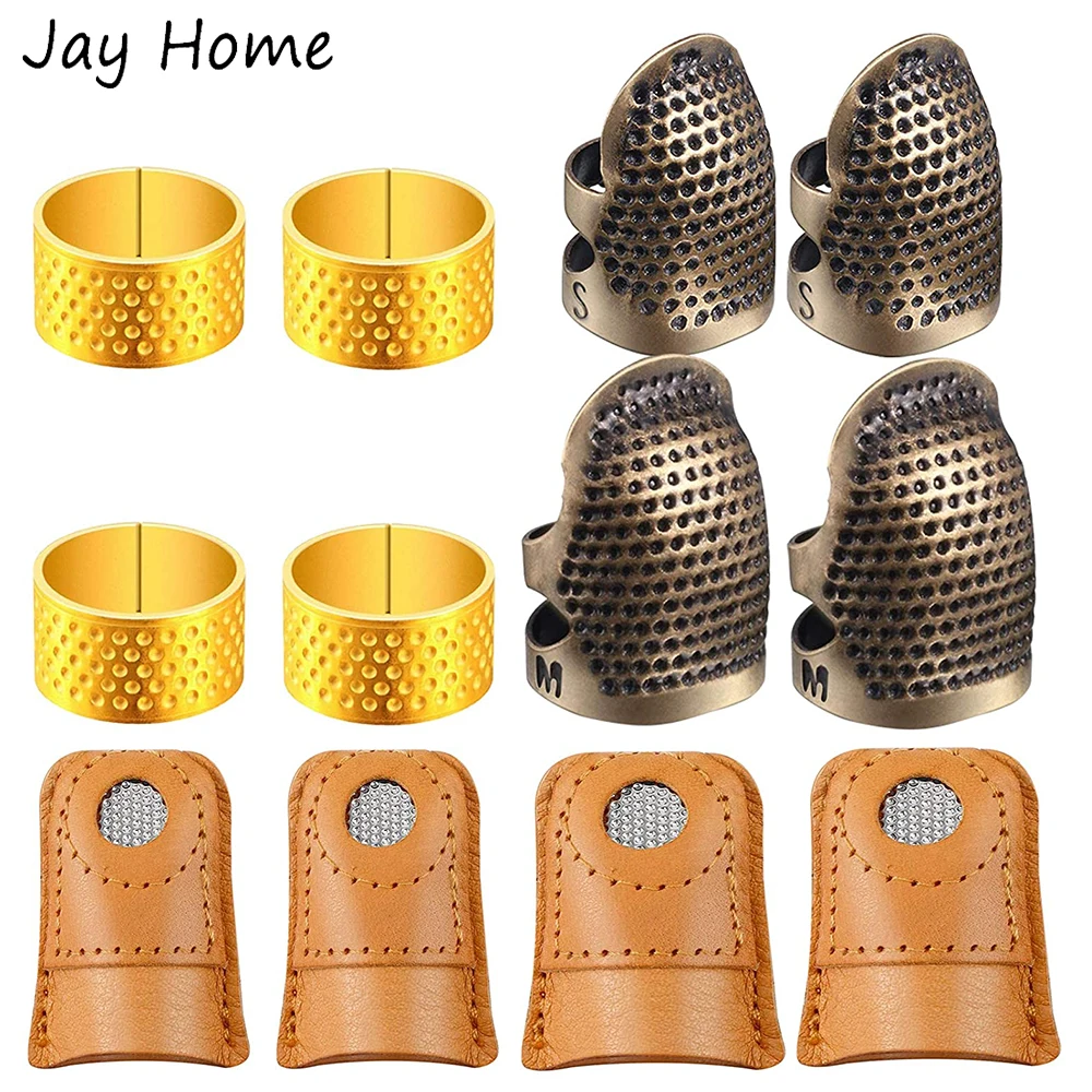 4 PCS Sewing Thimble Adjustable Finger Protector Ring Metal Copper Finger  Protector Sewing Quilting Craft Accessories DIY Sewing Tools