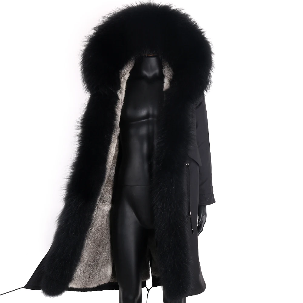 

men's coat thick fur coat natural real fox fur collar coat rabbit fur liner detachable waterproof parka winter jacket 2020