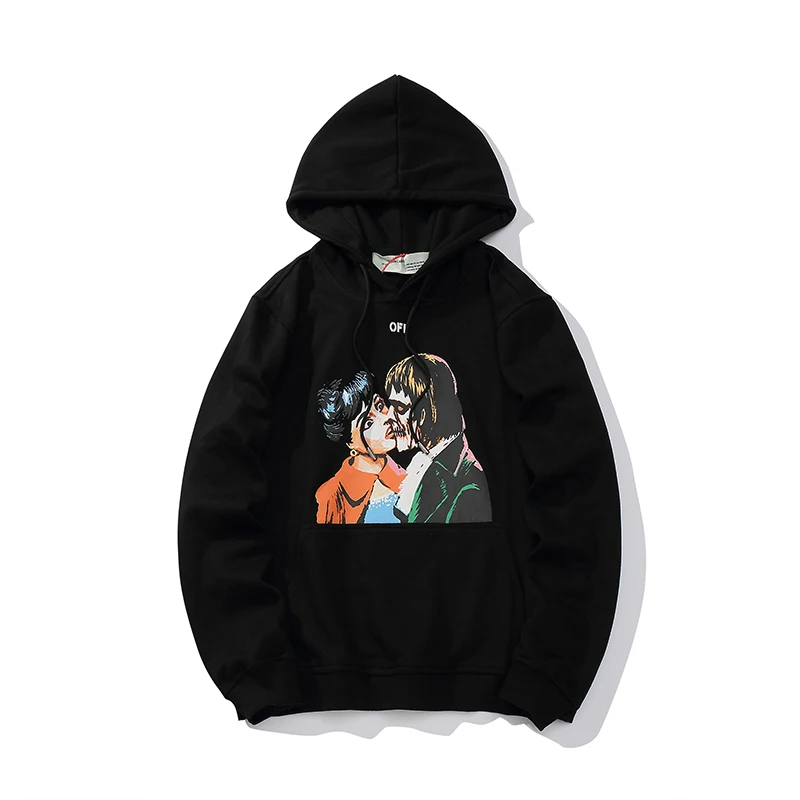 С принтом вампира 19ss Off-White OW для мужчин/женщин влюбленных Осень Зима Хлопок Мода Повседневная Свободная Толстовка с капюшоном куртка с капюшоном