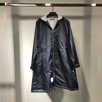 

2019 fall and winter hooded long sleeve solid color women long trench coat
