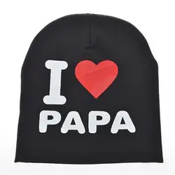 Детская шапка, милая Кепка с надписью «Мама и папа I Love», зимние шапки, детские вязаные шапочки для девочки-мальчики, теплые шапочки на осень