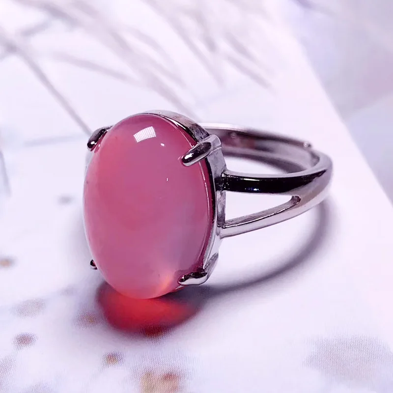 Pink Jadery Серебро 925 кольца для женщин натуральный желтый нефрит Кольца Драгоценные камни Топаз Свадебные ювелирные изделия из стерлингового серебра Рождество anillo plata - Цвет камня: Pink