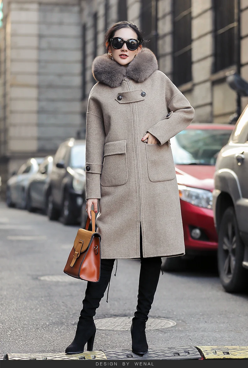 AYUNSUE пальто с натуральным лисьим мехом зимняя куртка Женская Роскошная шерстяная куртка женская двухсторонняя шерстяная куртка Корейская длинная куртка Abrigo Mujer MY