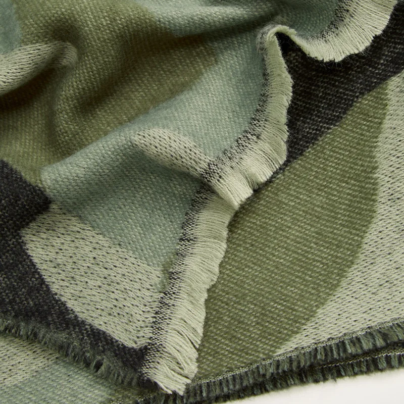 Leopard Scarf Winter Green Women Warm Cashmere Fashion Casual Thickened Wool Collar Scarves and Shawls Long Ladies Poncho