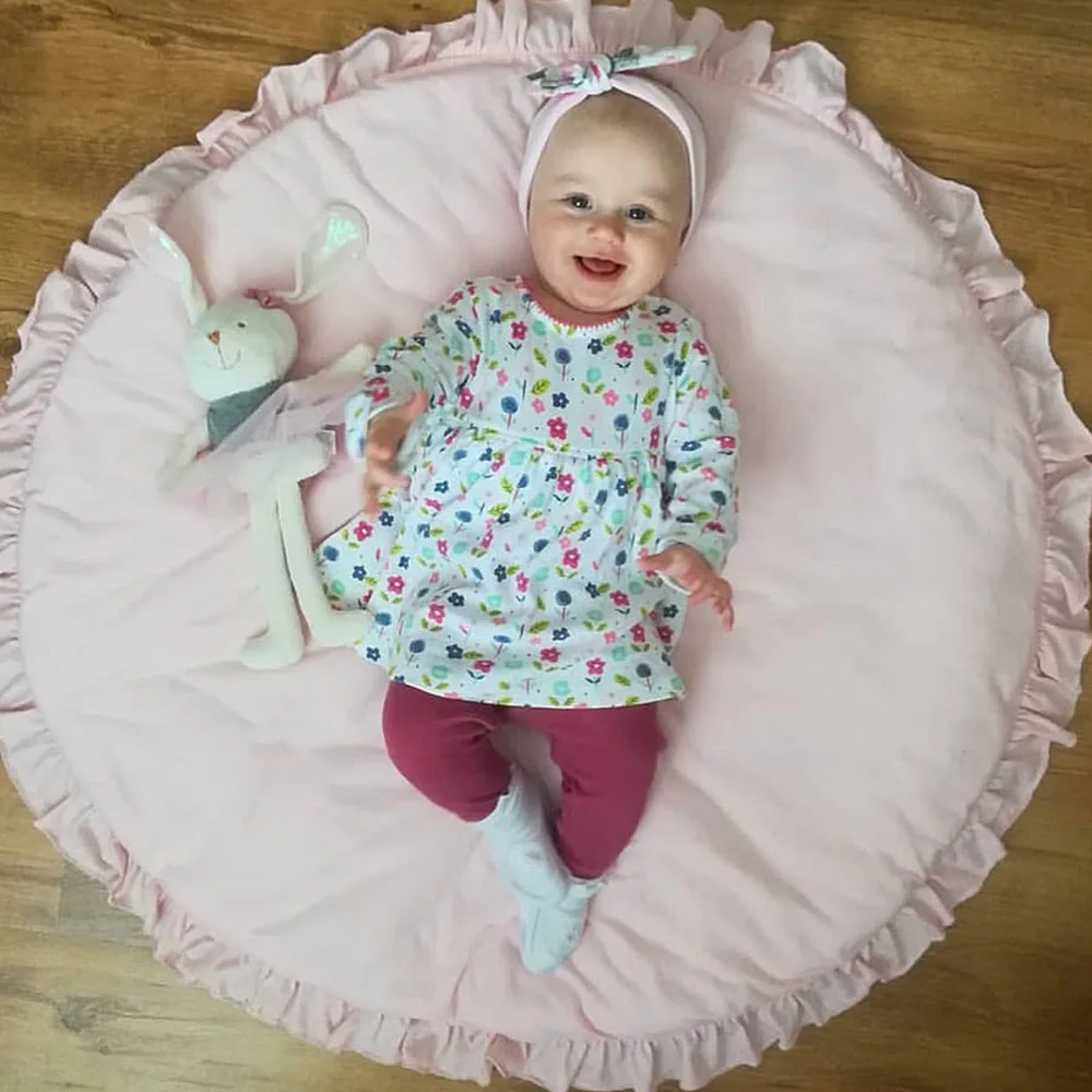 

Nordic Newborn Baby Padded Play Mats Soft Cotton Crawling Mat Girls Game Rugs Round Floor Carpet For Kids Interior Room Decor