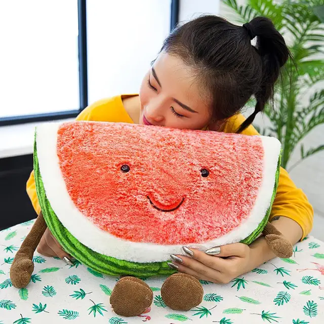 Funny Plush Smiling Cherry Watermelon Fruit Stuffed Doll Home Bed Sofa Decor Gifts 1