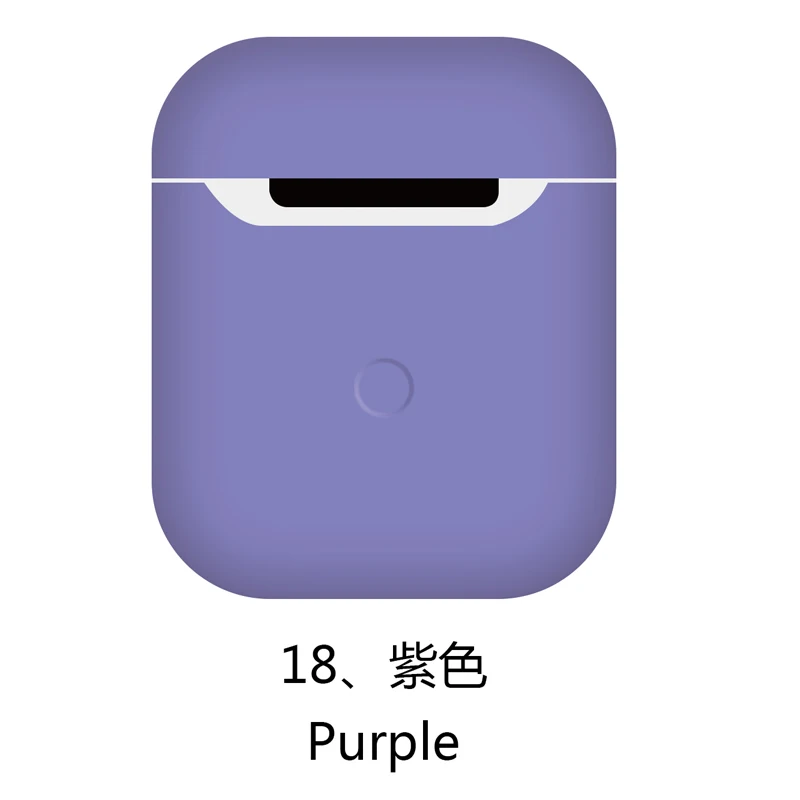 Жидкий силиконовый чехол для наушников для Apple Airpods 2, чехол с Bluetooth, чехол для зарядки, простые яркие цвета, противоударный чехол AirPods - Цвет: 18.Purple