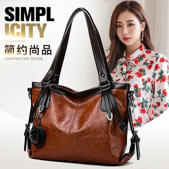 

New Style Textured Oil Wax Leather Elegant Women's Bag New Products Women's Handbag