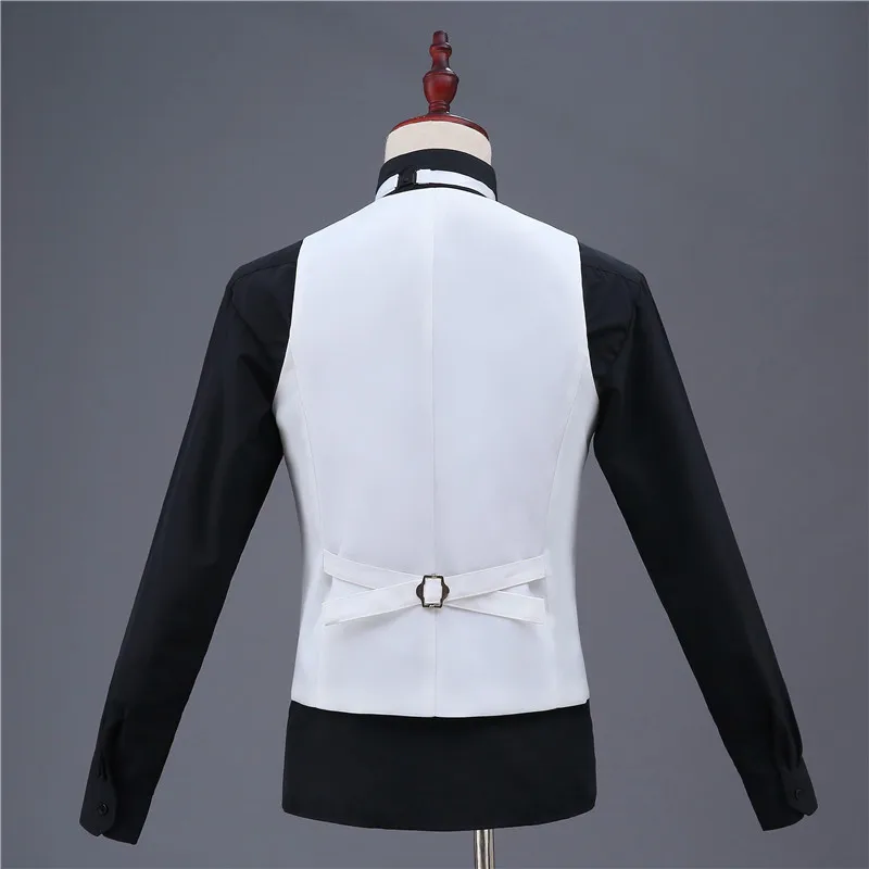 Men's Slim Suit Vest Formal Business Casual Sleeveless Jacket Vest Men's Shawl Collar Black/White Men's Vest Banquet Party Prom