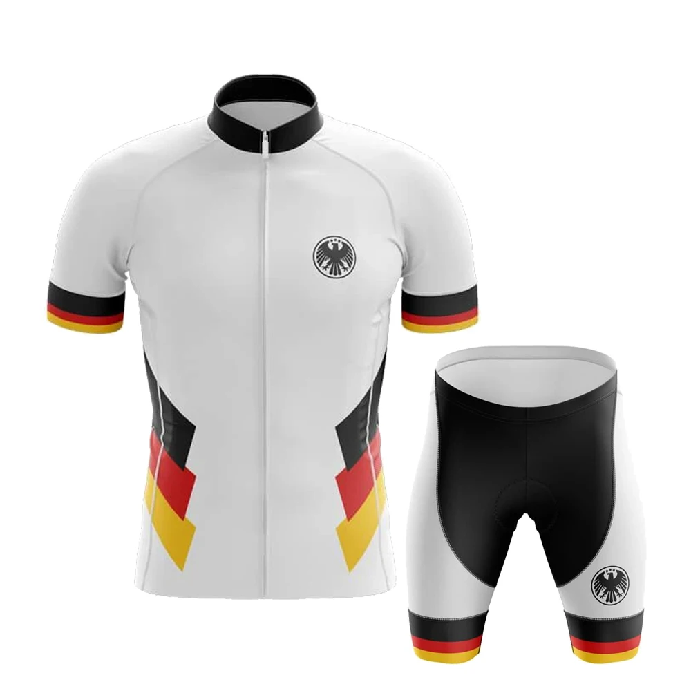 Clássico quente alemanha verão conjunto camisa de ciclismo dos homens mountain wear respirável bicicleta roupas esportivas corrida terno