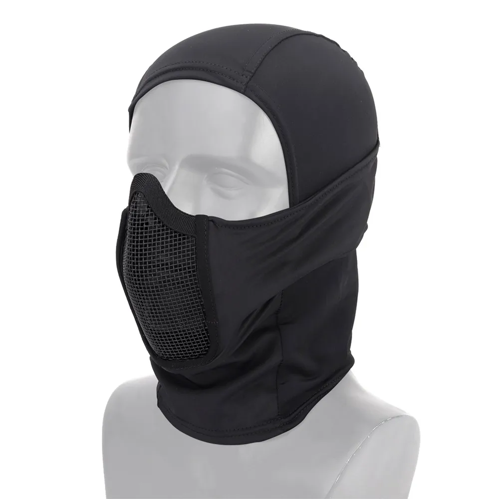 Тактическая Сетчатая Маска, наушник, дышащая маска для езды на открытом воздухе, складная маска на половину лица, страйкбол, пейнтбол, военная сетчатая защита - Цвет: black