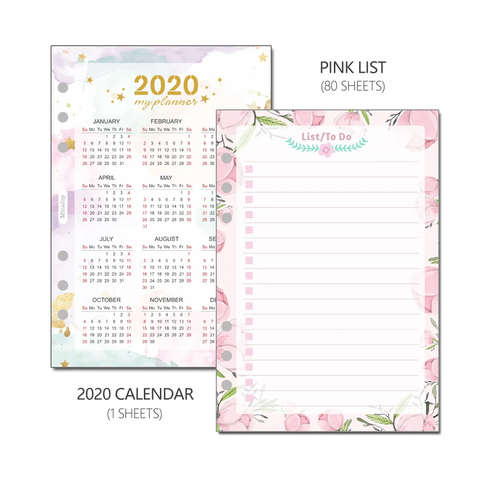 LIST - 80 Sheets MyPretties цветочный список TODO пополнения документы A5 A6 наполнителя работ для 6 отверстий Binder блокнот-органайзер документы 40 листов для планировщик - Цвет: LIST - 80 Sheets