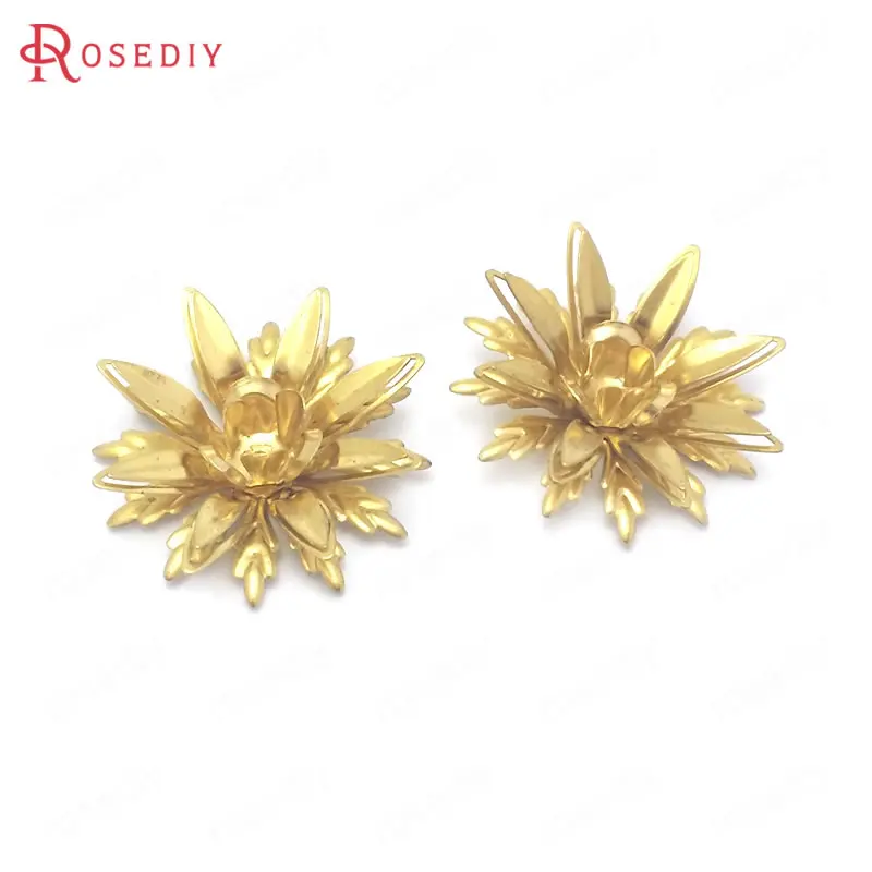 

(38501)10PCS 23MM Height 8MM Not plated color Brass 3D Multi-layer Flower Jewelry Making Supplies Diy Findings Accessories