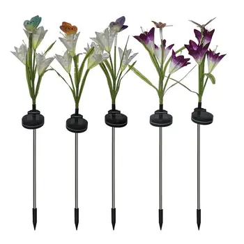 

2Pcs/Set Solar Lily Lights With Insect Outdoor Garden Stake Flower Lights Multi Color Changing LED Lily Lights For Gardon Decor