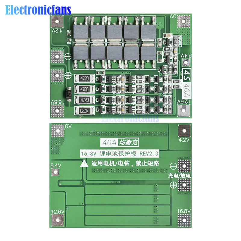 4S 40A литий-ионная батарея 18650 зарядное устройство PCB плата защиты BMS с балансом для бурильного двигателя 14,8 в 16,8 в Lipo модуль