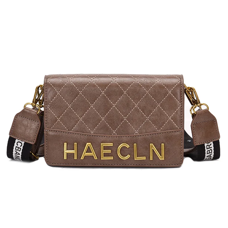 

Embroidery Line Handbag 2019 Autumn and Winter New Fashion Wide Shoulder Strap Shoulder Bag Slung Small Square Bag Women gg