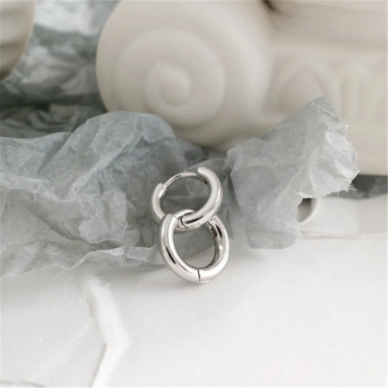 925 Sterling Silver European Simple Geometric Round Stud Earrings Women Mirror Polished Punk Hip Hop Temperament Party Jewelry - Image 4