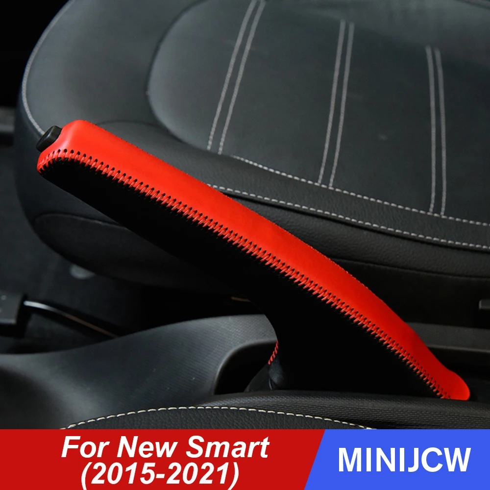 Car Styling Gear Shift Collars Hand Brake Knob Cover Leather Protector For Smart 453 Fortwo