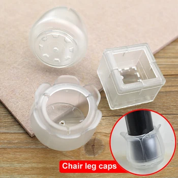 

16 Pcs/lot Transparent Chair Leg Caps Chair Leg Protector Cover Furniture Table Leg Covers Circle For Round Square Rectangular