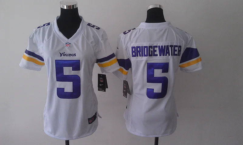 Белый Женские футболки Minnesota s, 5 Teddy Bridgewater 28 Adrian Peterson 84 Cordarrelle Patterson - Цвет: Белый
