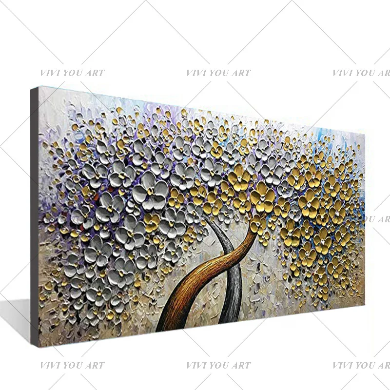 Ручная роспись нож золотое дерево картина маслом на холсте большая палитра 3D картины для гостиной современные абстрактные настенные художественные картины