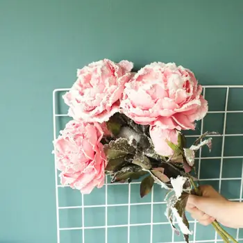 

Simulation Peony Flower Christmas Snow Peony Artificial Flowers Wedding Holding Flower Home Decoration Fake Flower
