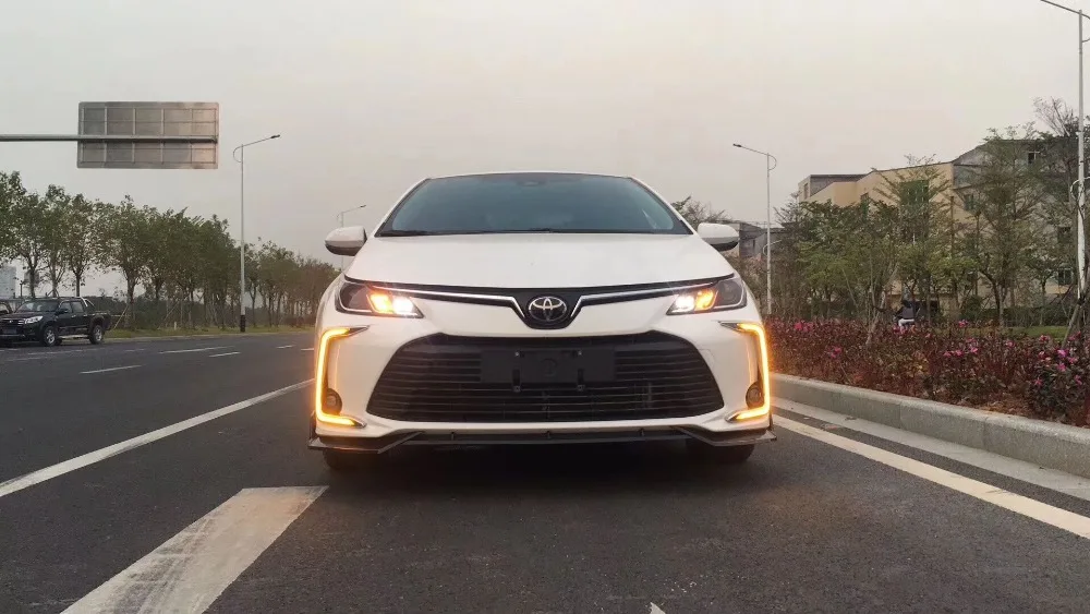 Год для Защитные чехлы для сидений, сшитые специально для Toyota Corolla Дневной светильник Altis Auris автомобильные аксессуары светодиодный DRL головной светильник для Corolla Противотуманные светильник