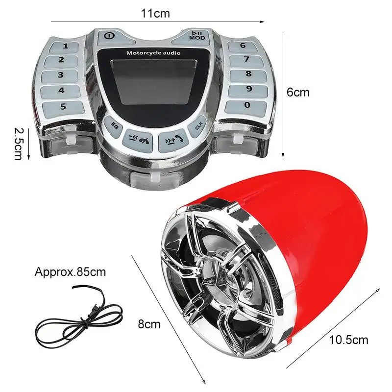 Bluetooth для мотоцикла, студийная звуковая система, стерео динамик, fm-радио, MP3 музыкальный плеер, Противоугонная сигнализация, система дистанционного управления