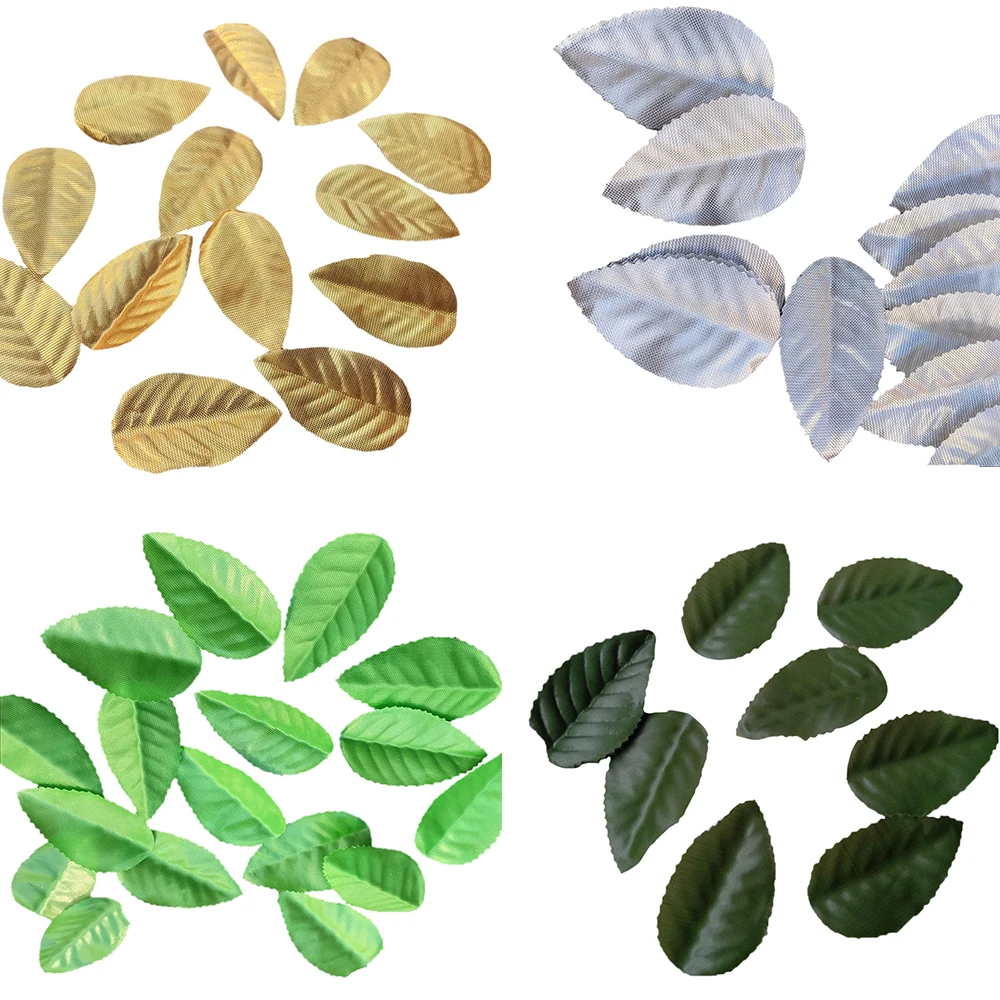 Simulate Silver Gold Green Leaves Wedding Party Decoration Christmas DIY Handmade Decorations Silk Cloth Wreaths 160pcs