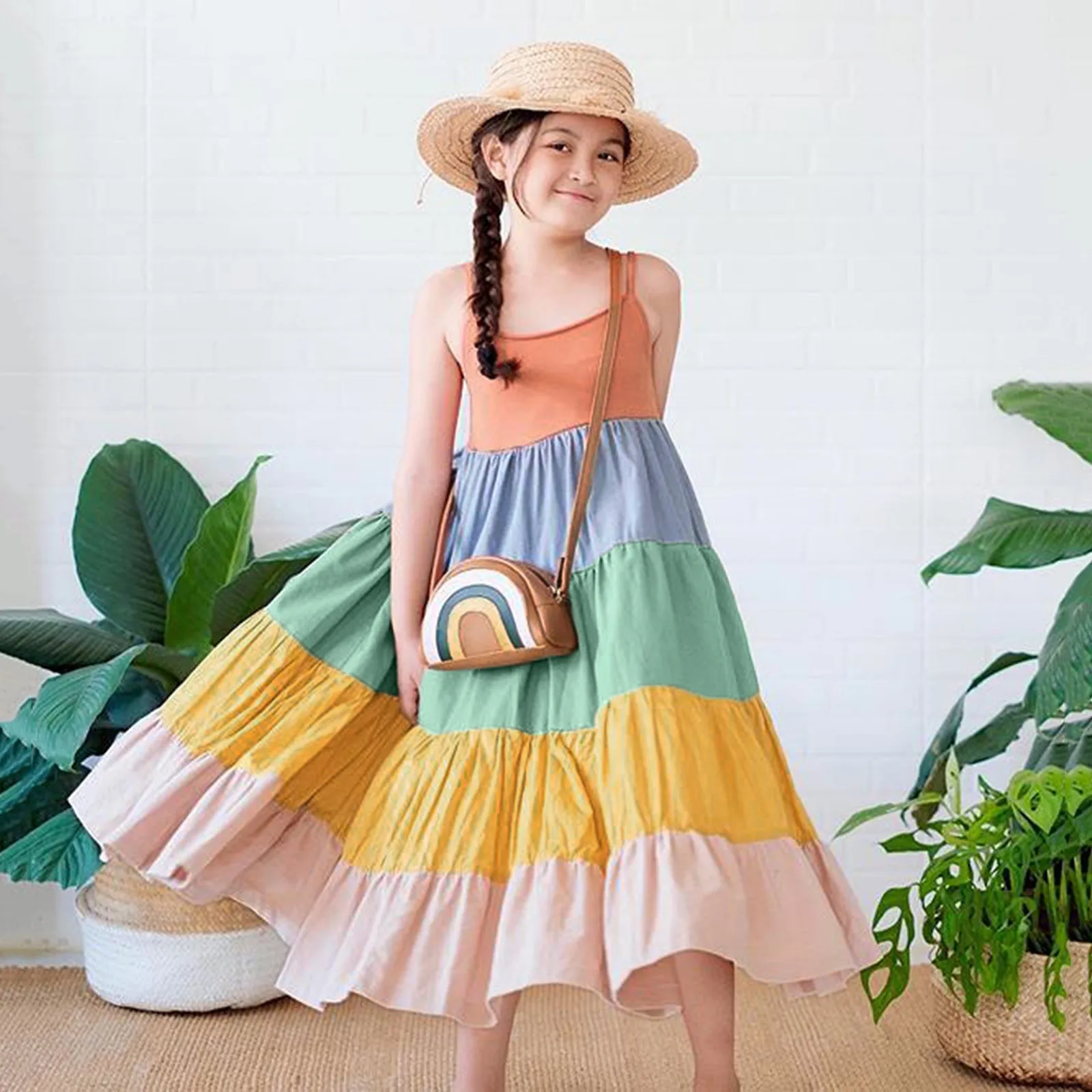 Summer Girl Rainbow Dress Toddler Kids Baby Girl Clothes Sleeveless