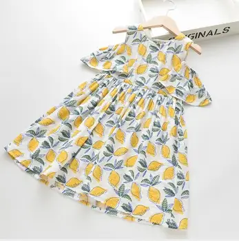 

Girls Dress Baby GIrls Floral Print Off Shoulder Cotton Loose Dresses Children's Causal Dres Wholesale Kids Clothing