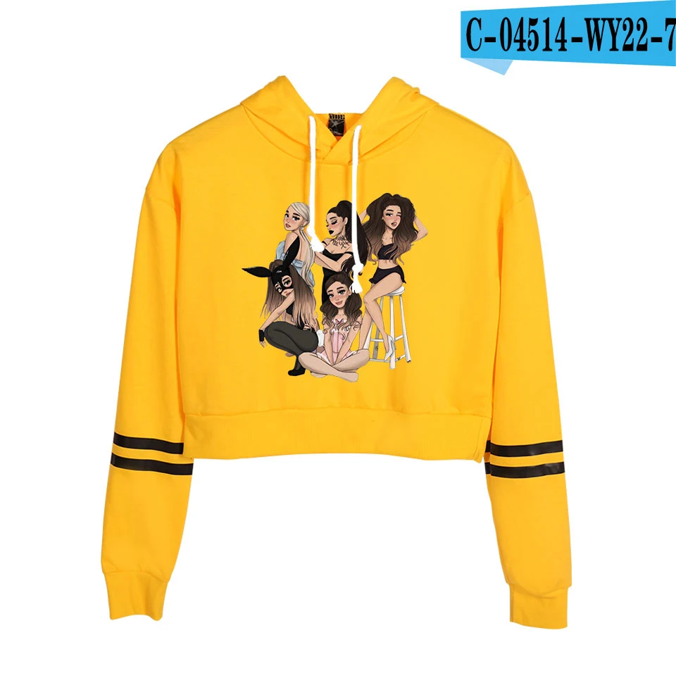 orange Hot Ariana Grande crop Top Hoodies women Fashion Cotton Harajuku Autumn Women's/girl's Hoodies And orange Sweatshirt - Цвет: orange