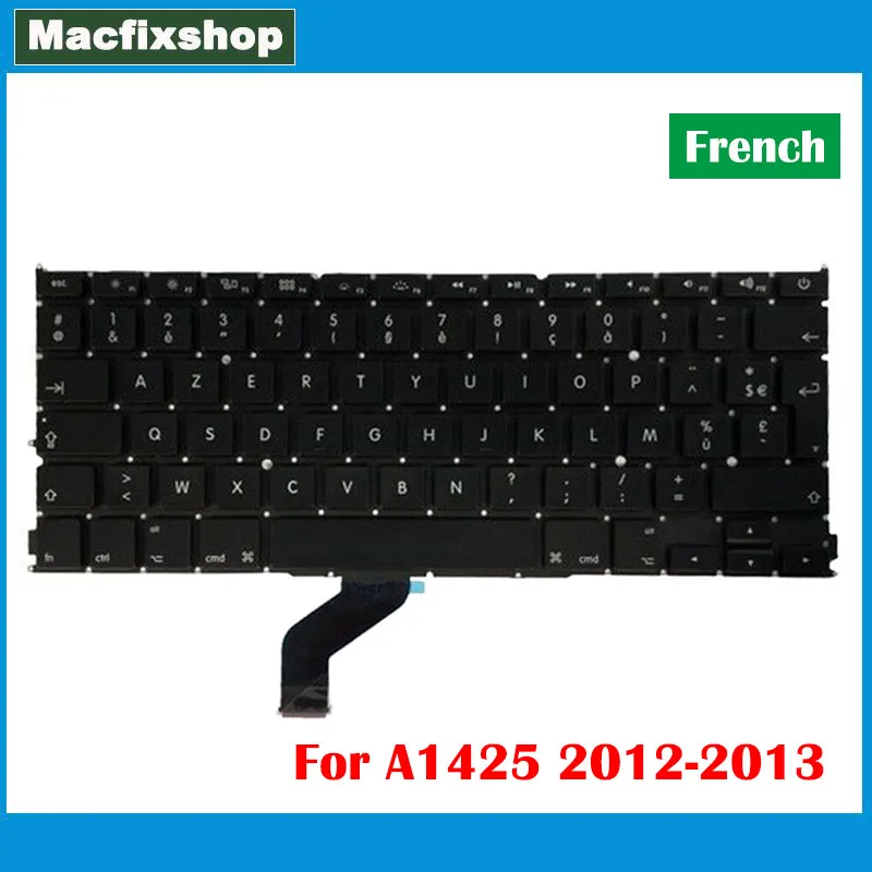 Клавиатура для ноутбука Azerty A1425 с задней подсветкой 2012 ранние 2013 Macbook Pro Retina