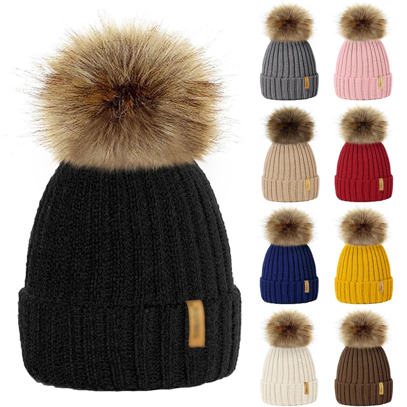 Зимние шапки для родителей и детей 2020 Детские Вязанные Трикотажные шапочки с