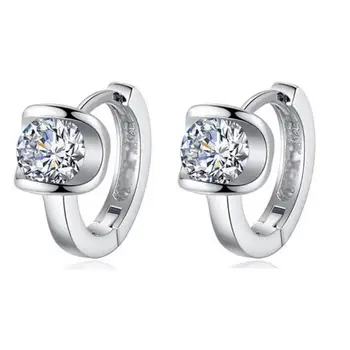 

925 Sterling Silver Christmas Gift Crystal Stud Earrings For Women Kids Fashion Elegant Party Jewelry EH1414