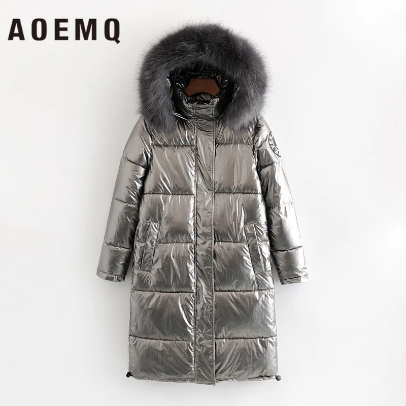 AOEMQ, зимние рождественские парки, светоотражающие блестящие, 3 цвета, толстые толстовки, парки с передним карманом, вечерние парки, женская одежда