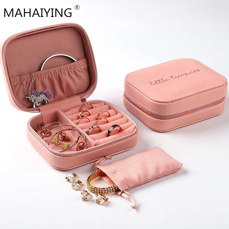 

New Simple PU Cherry Leather Jewelry Box Creative Portable Earring Ring Jewelry Receiving Box