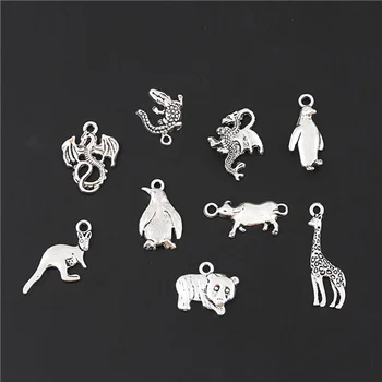 

18pcs Mix Silver Color Cute Penguin Panda Giraffe Charms Alloy Animal Kids Pendant Jewelry Making DIY Handmade Accessories M42