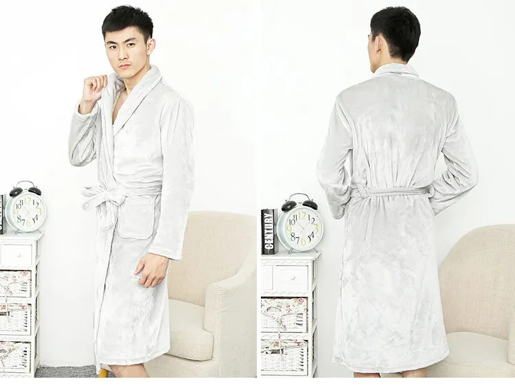 Night Robe Sleepwear Bathrobe Women Robes Thick Plus-sized Korean-style Long Sleeve Open Front Lace-up Men And Women Pajamas
