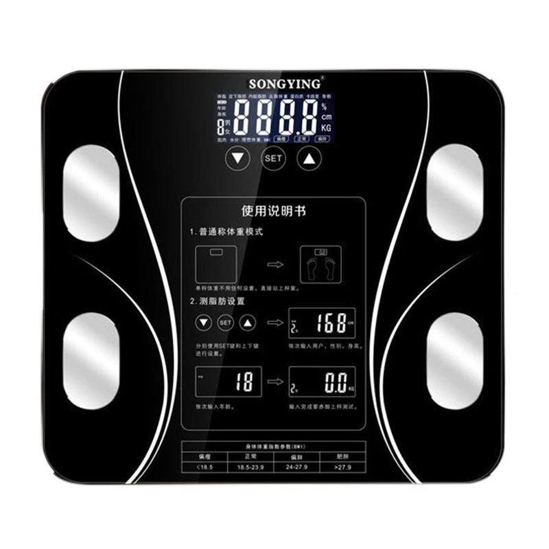 

ABSS-Contact Button Bathroom Weight Scale Lcd Smart Body Balance Electronic Scales Clever Bmi Body Scale