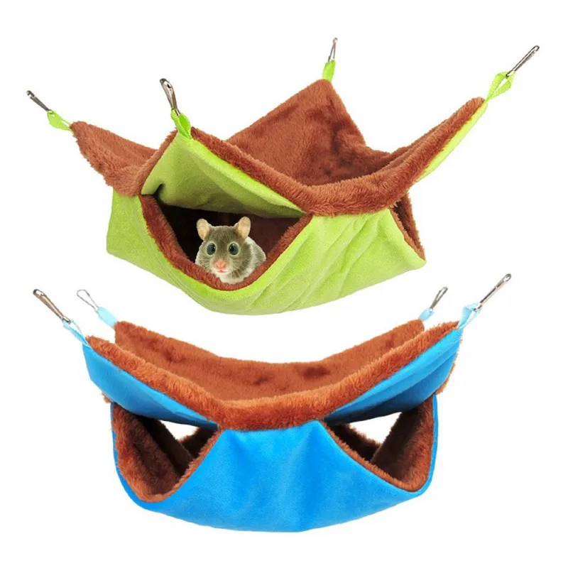 Плюшевый гамак для хомяка подвесной двойной толстый плюшевый теплый спальный