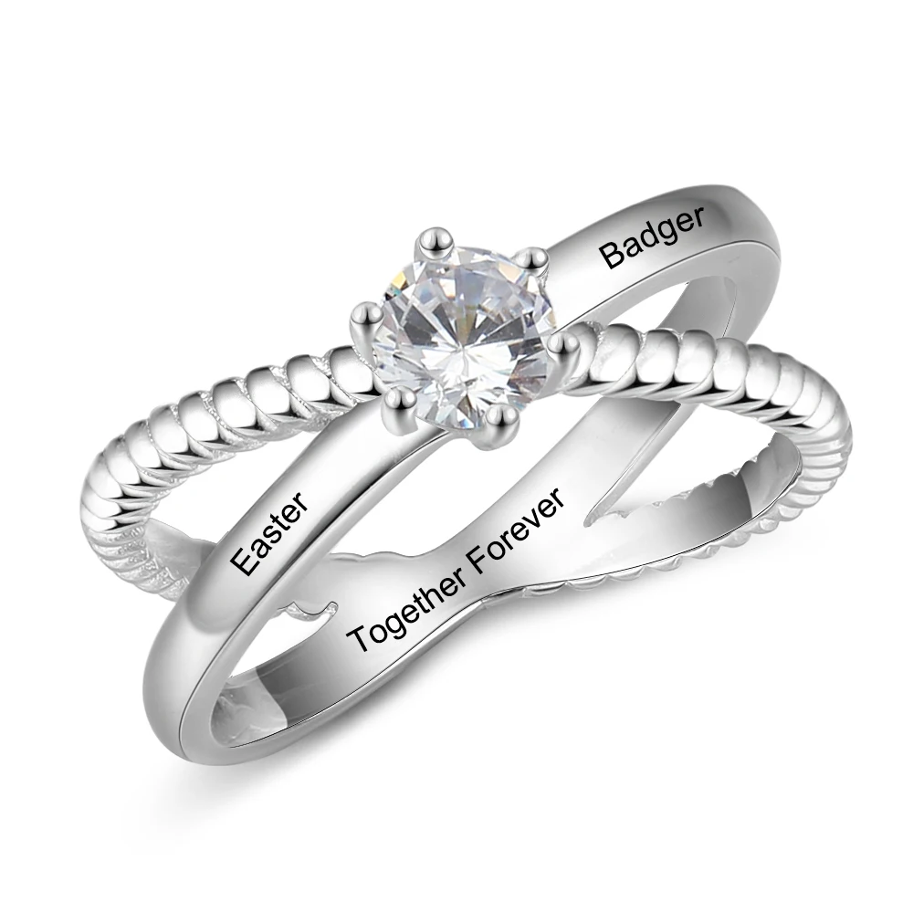 Personalized Engraved Meaningful Name Rings for Women Cubic Zirconia Promise Rings For Women Wedding Band