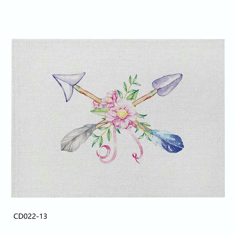 CD022-13 Перо в стиле бохо лен/хлопок место коврик кухня обеденный стол коврик чашка коврик подстаканник обеденный набор коврик скатерти коврик Отель домашний декор - Цвет: CD022-13