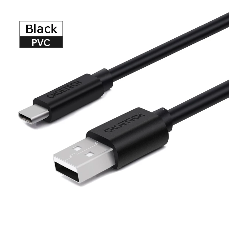 CHOETECH usb type-C кабель для samsung s9 Быстрая зарядка USB C кабель для зарядки мобильного телефона для Xiaomi Redmi mi9 note 7 - Цвет: Черный