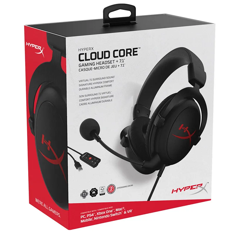 Новинка, игровая гарнитура kingston HyperX Cloud Core+ AMP 7,1 surround с микрофоном, профессиональные наушники esport, черные