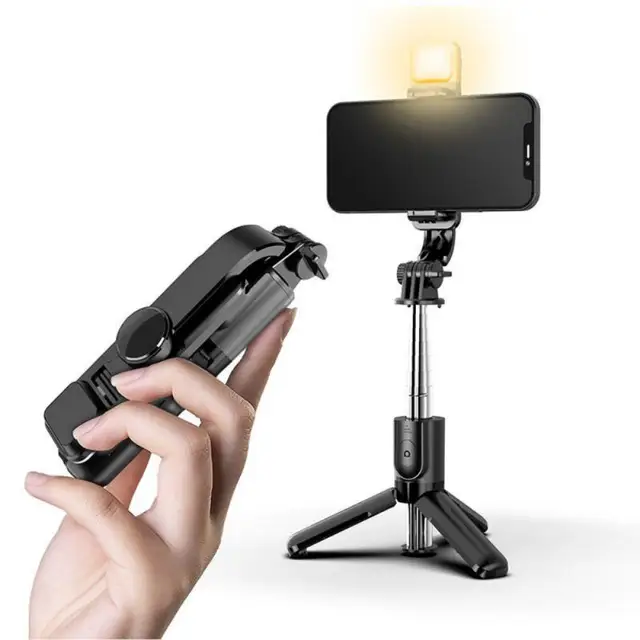 Foldable Mini Tripod Aluminum Alloymini Selfie Stick Mini Flexible Tripod With Fill Light Shutter Remote Control For Ios Android
